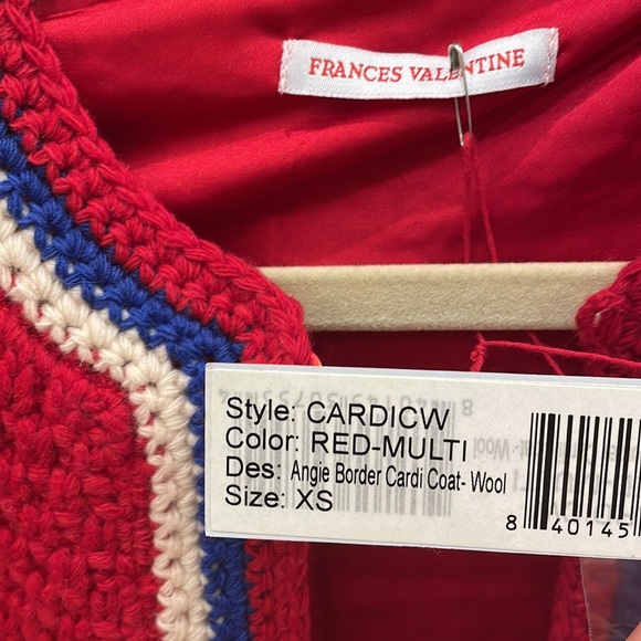 Frances Valentine Red Angie Boarder Crochet Cardigan-Coat XS - Picture 3 of 5